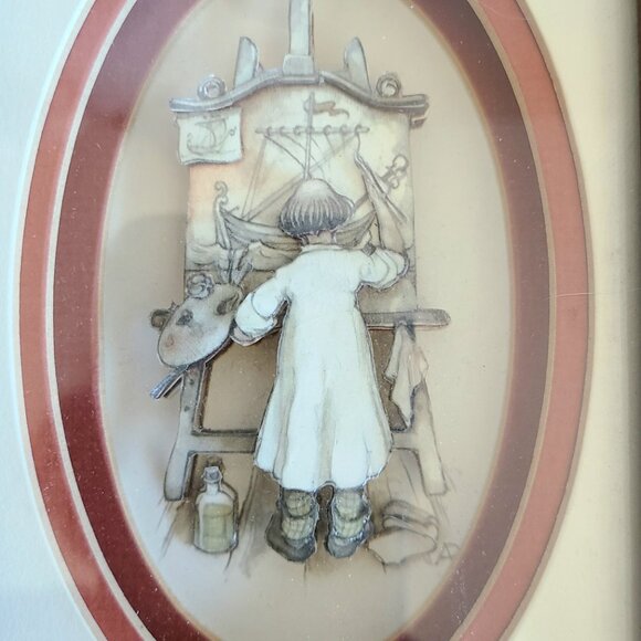3D cut outs paper art. Set of 2 framed pictures. Girl paying piano and artist. - Picture 5 of 6
